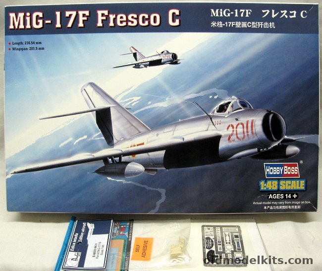 Hobby Boss 1/48 Mig-17 Fresco C + Eduard PE + Pavla Seat - Soviet Air Force / East German / North Vietnam, 80334 plastic model kit